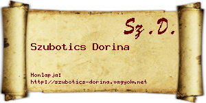 Szubotics Dorina névjegykártya