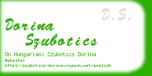 dorina szubotics business card